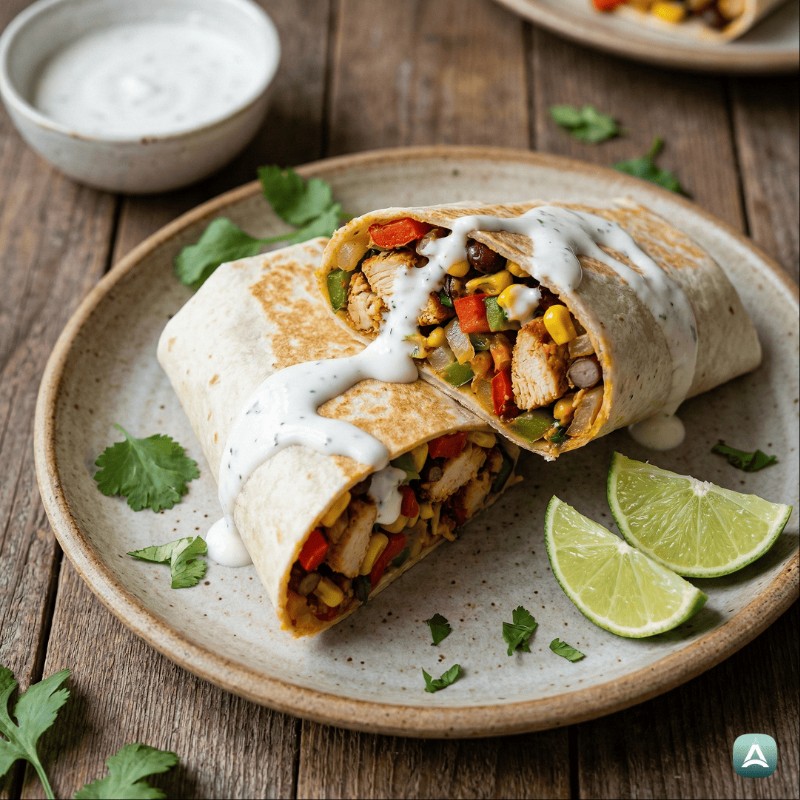 Tortilje s piščancem in osvežilno jogurtovo omako