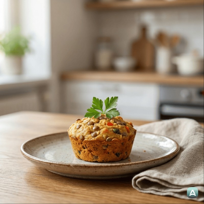 Nahrhafte Linsen-Muffins mit buntem Gemüse und Hafer