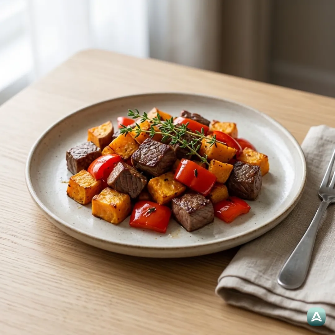 US_Recipes_BeefFilletWithSweetPotatoAndJuicyBellPepperFromOnePan_1
