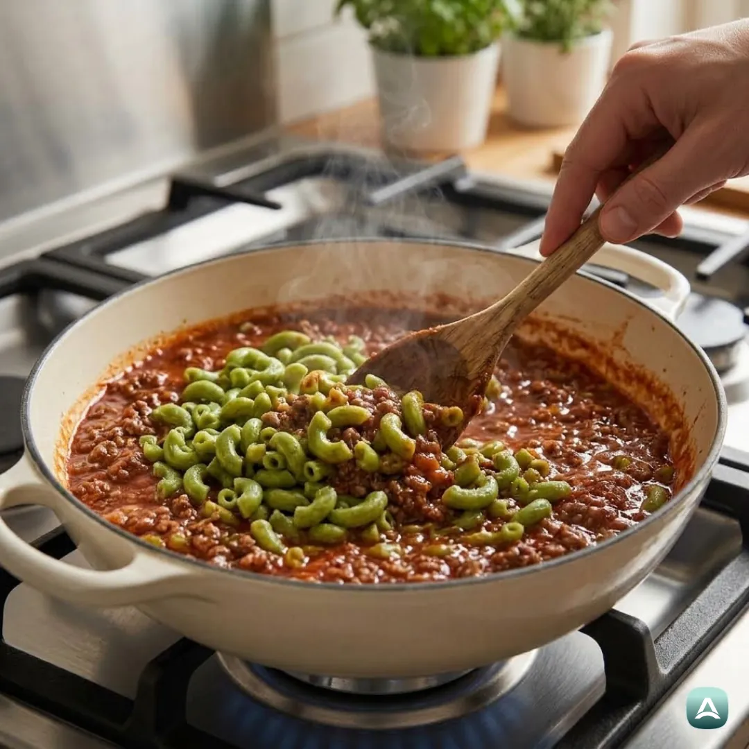 US_Recipes_PeaPastaMacaroniWithBologneseSauce_5