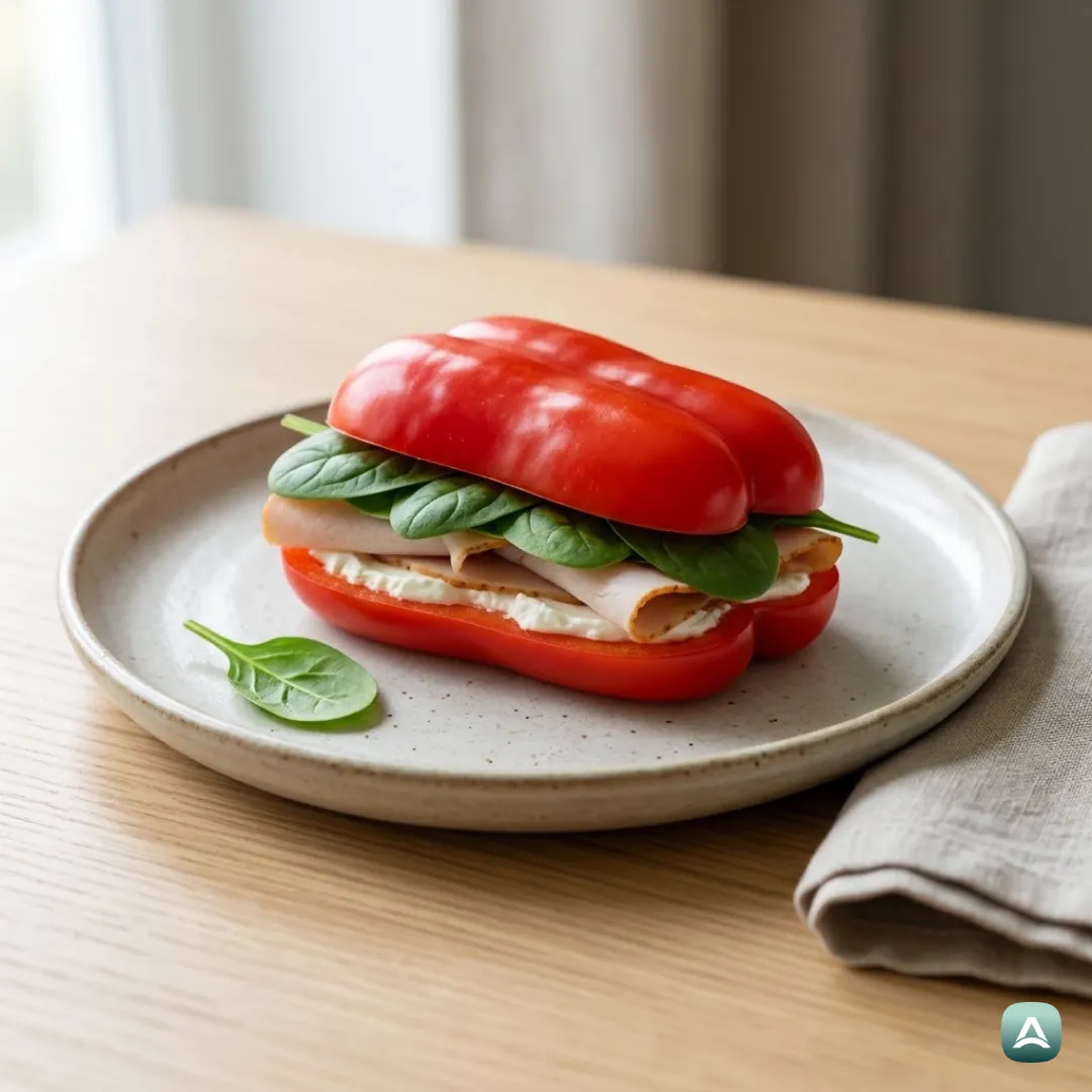 US_Recipes_CrunchyBellPepperSandwichWithTurkeyBreastAndCreamCheeseSpread_1