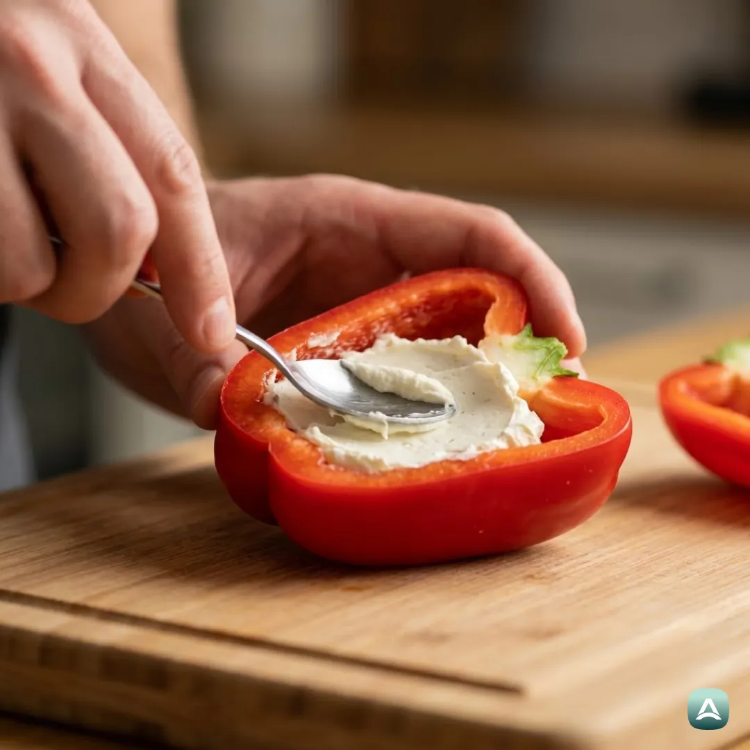 US_Recipes_CrunchyBellPepperSandwichWithTurkeyBreastAndCreamCheeseSpread_4