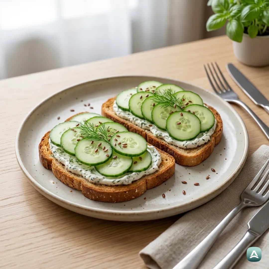 US_Recipes_CrispyWholeGrainToastWithCreamCheeseAndFreshCucumberSlices_1