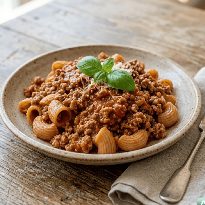 Klassisches Puten-Bolognese mit Vollkorn-Fusilli