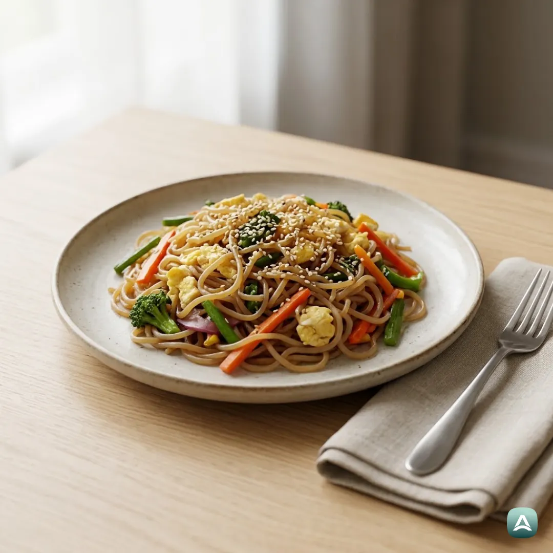 US_Recipes_KonjacNoodlesWithEggAndColorfulWokVegetables_1