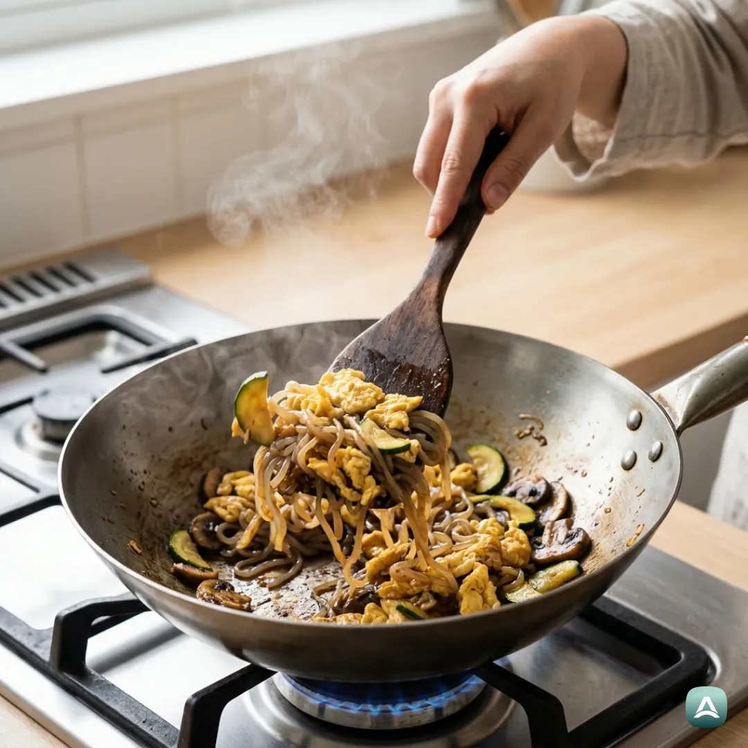 US_Recipes_KonjacNoodlesWithEggAndColorfulWokVegetables_5