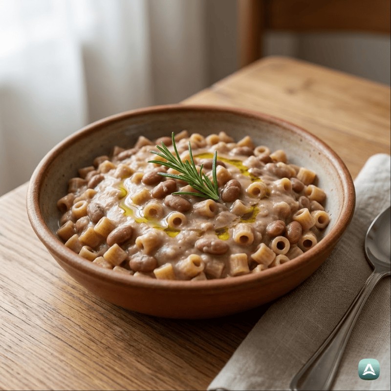 Nahrhafte Vollkorn-Makkaroni in cremiger Bohnensauce