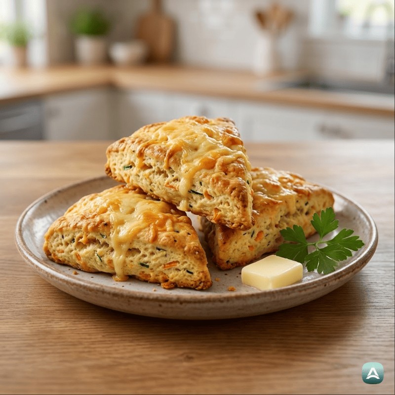 Saftige Gemüse-Scones mit Käse und Dinkelmehl