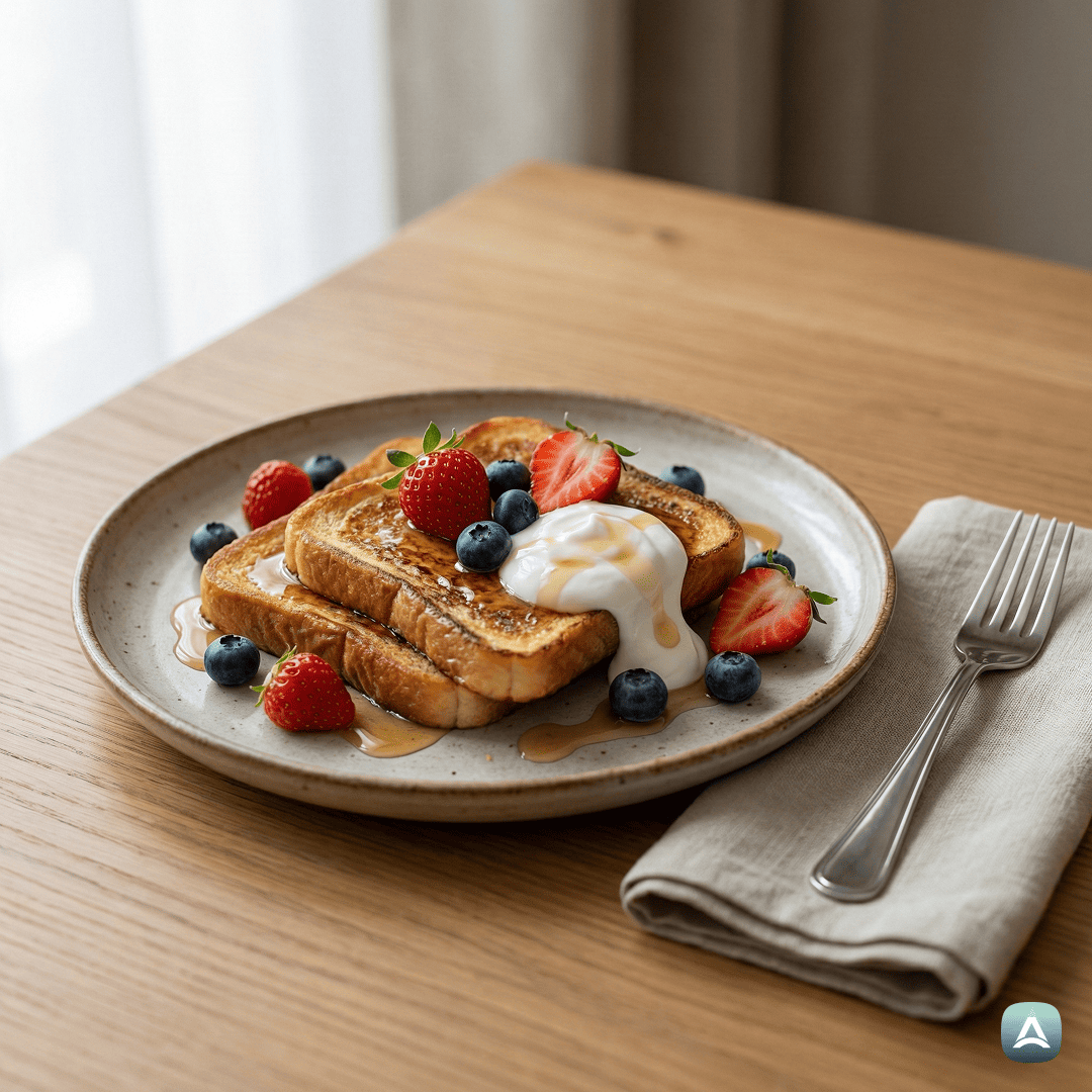Beljakovinski francoski toast z jogurtom