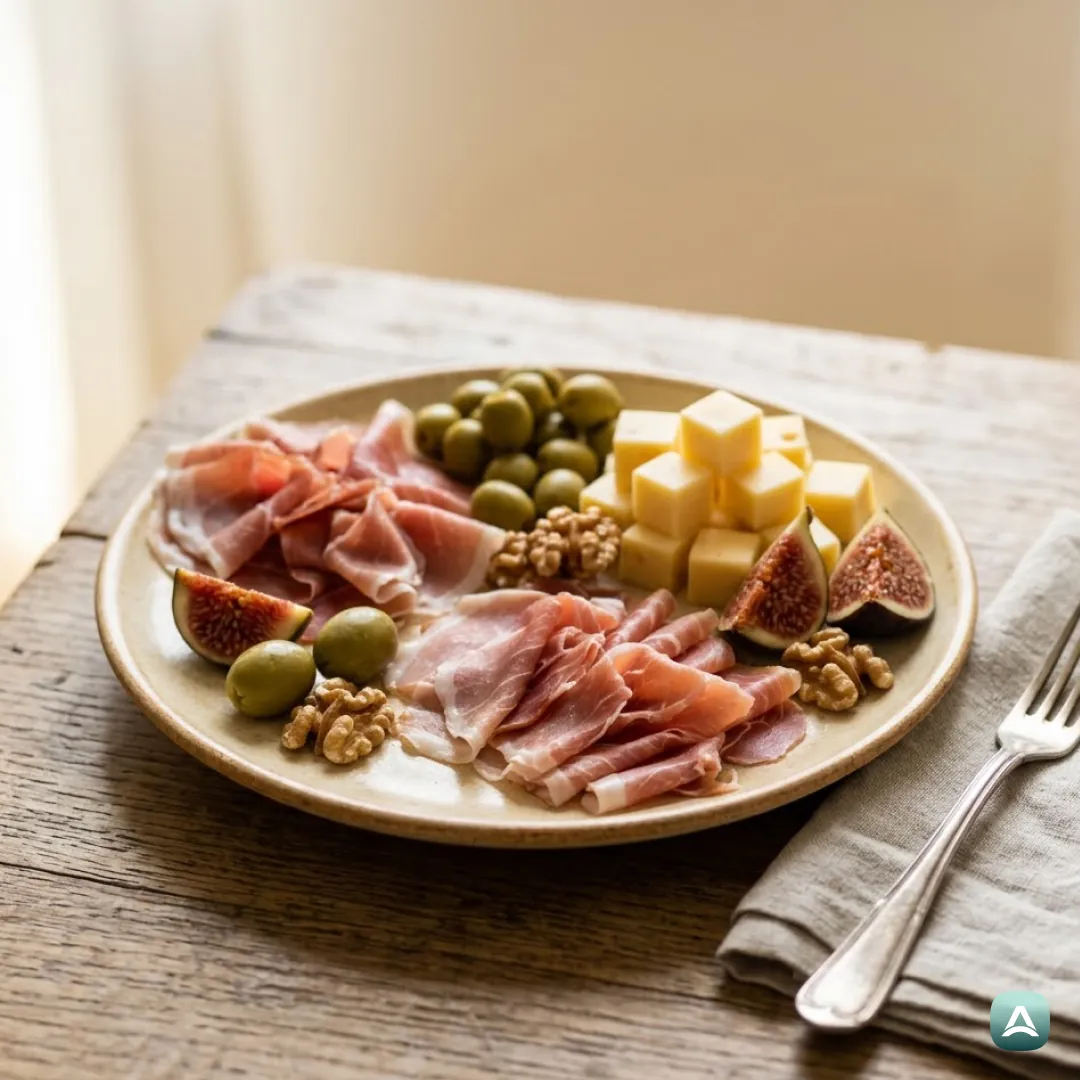 US_Recipes_MediterraneanPlatterWithProsciutto,AgedCheeseAndOlives_1