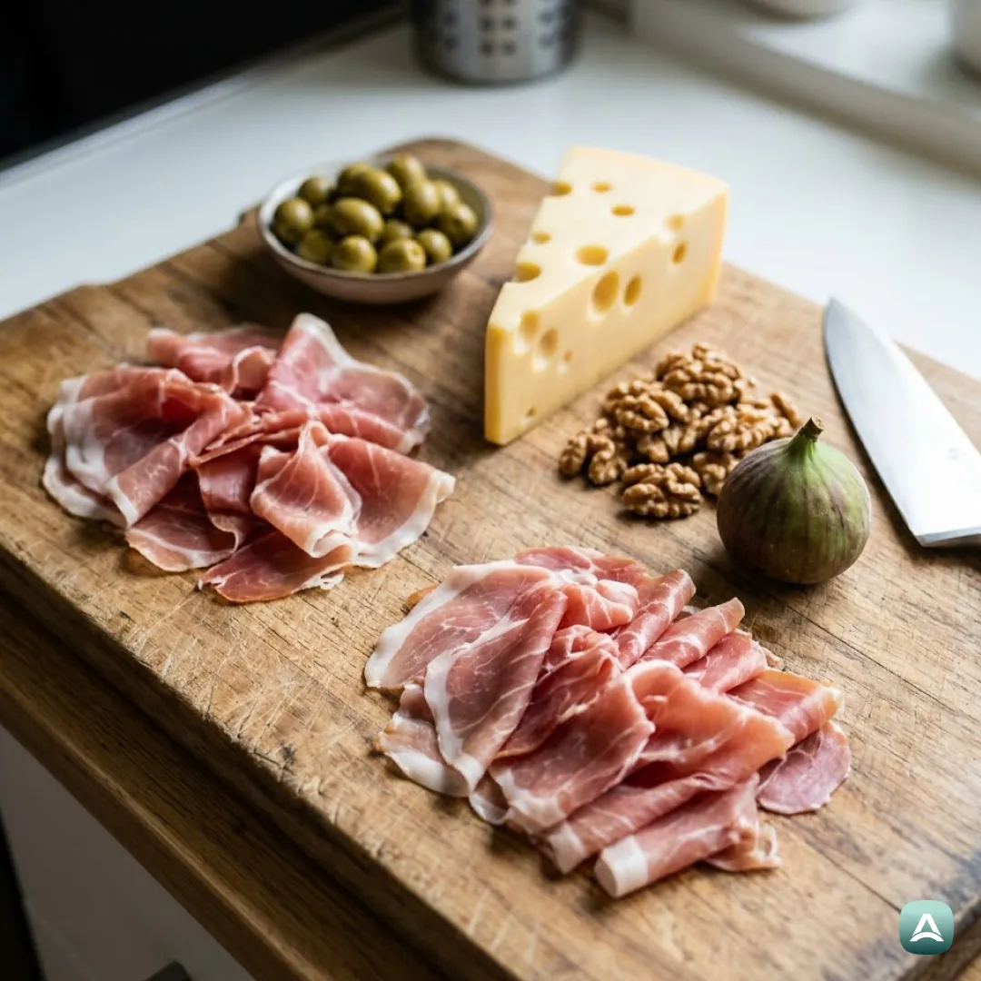 US_Recipes_MediterraneanPlatterWithProsciutto,AgedCheeseAndOlives_3