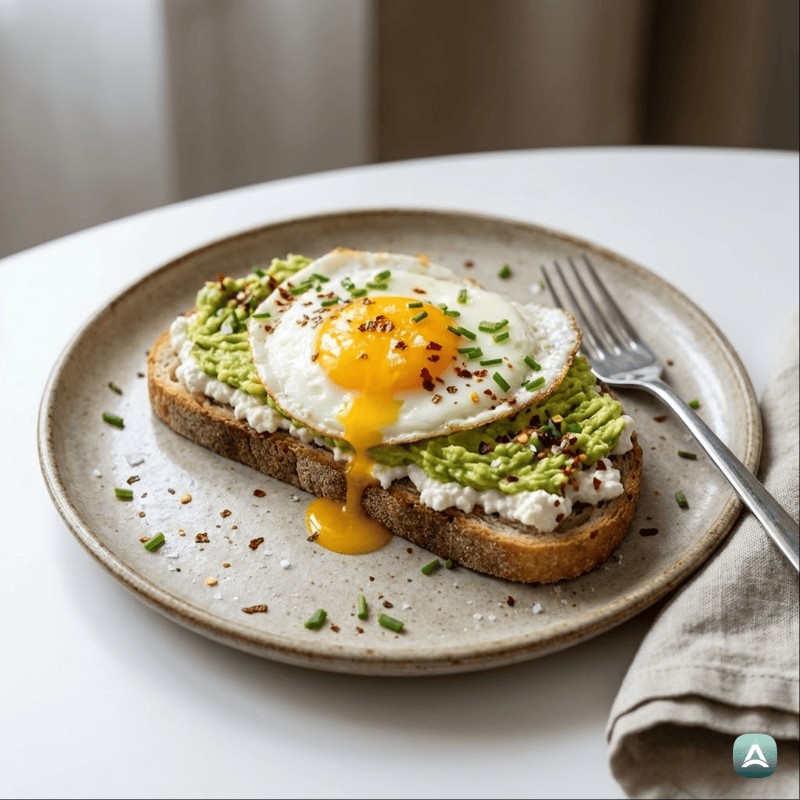 Visoko-beljakovinski toast z avokadom in jajcem