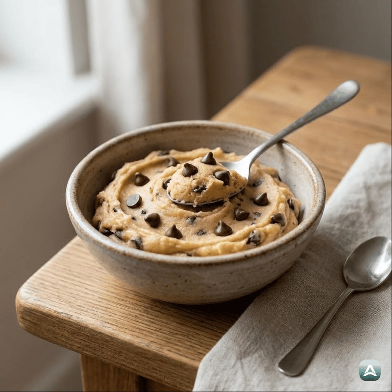 Cremiger 'Cookie Dough' aus Kichererbsen mit dunkler Schokolade
