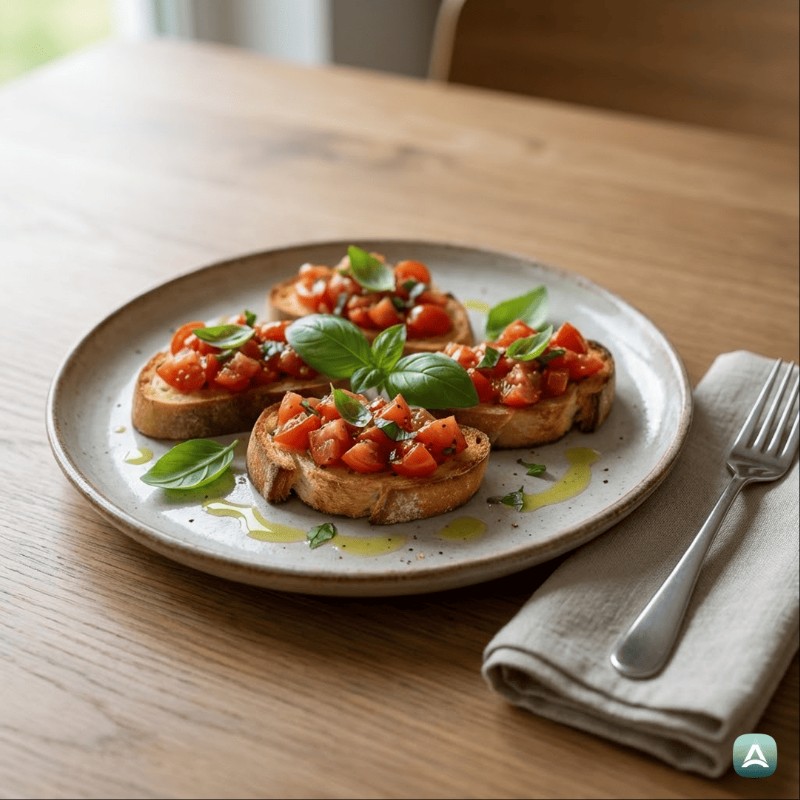 Knusprige Bruschetta mit Tomaten und Basilikum