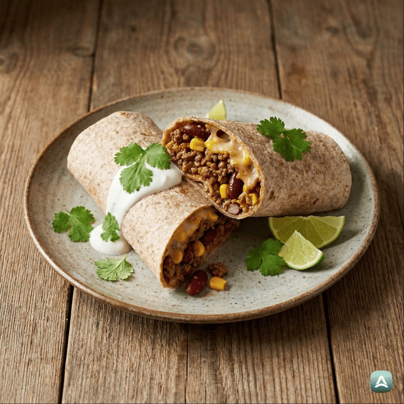 Sočne polnozrnate tortilje z mletim mesom in domačo taco mešanico