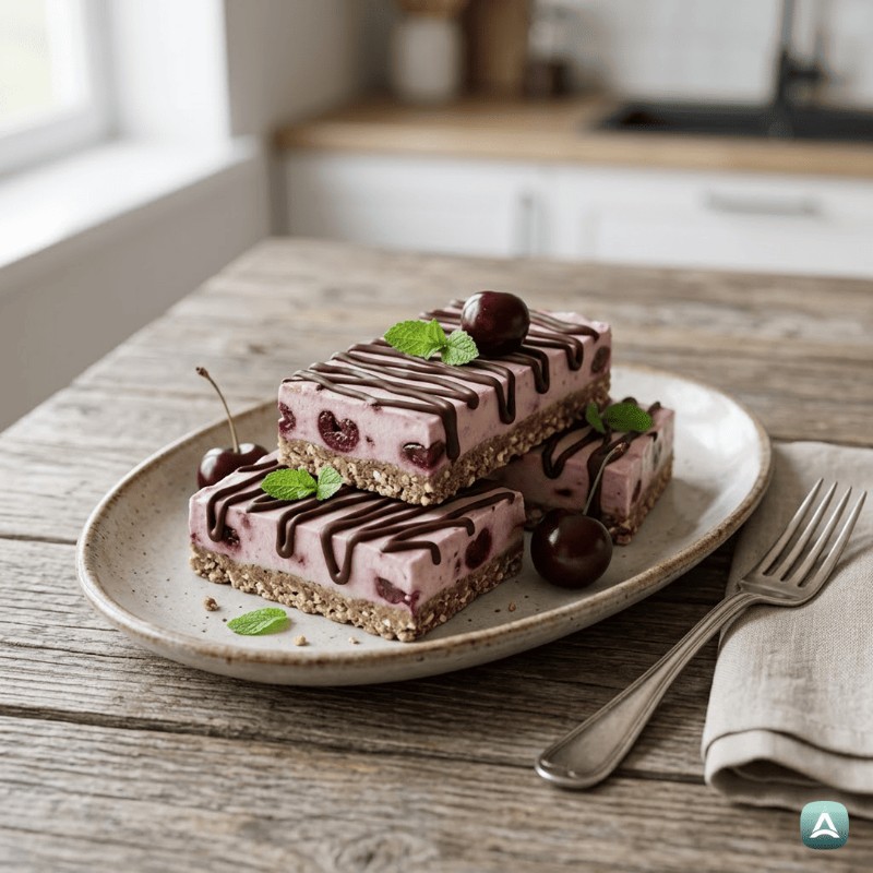 Erfrischende gefrorene Schokoladen-Kirsch-Riegel mit Nüssen