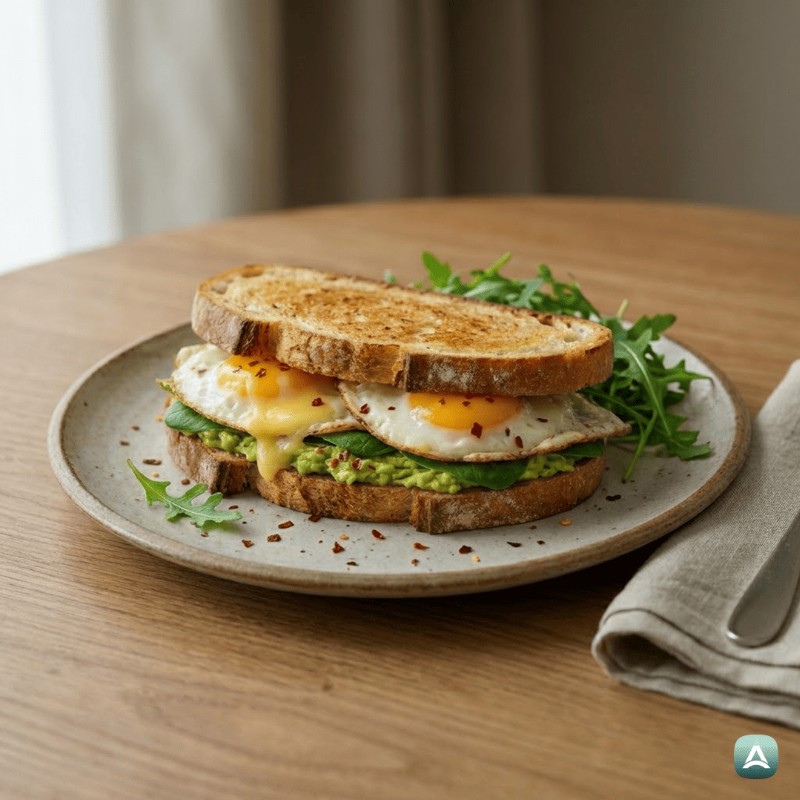 Knuspriges 'Gourmet'-Sandwich mit Spiegelei und Avocado