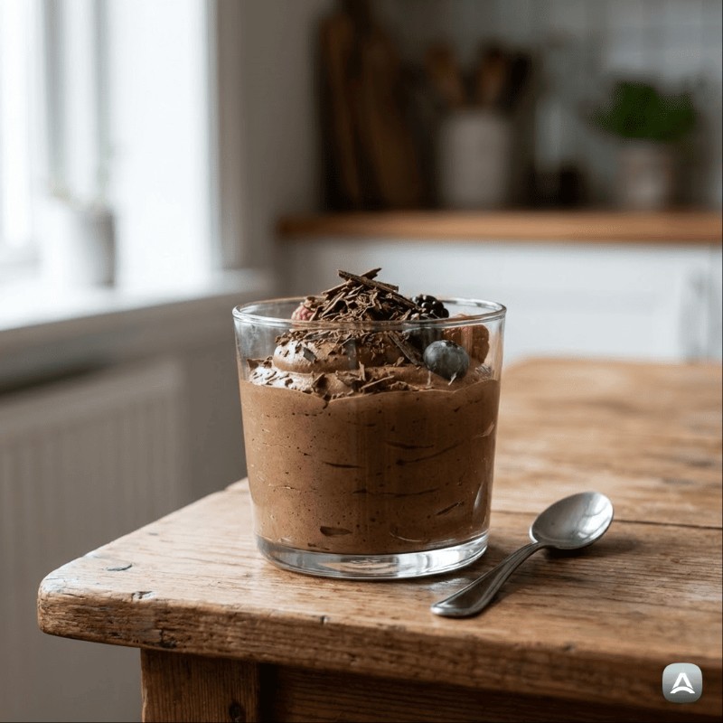 Čokoladni skyr mousse z vanilijo
