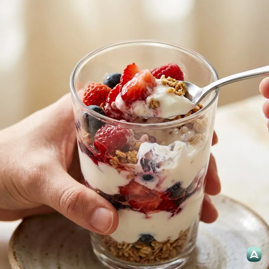 US_Recipes_RefreshingVanillaParfaitWithMixedBerriesAndCrunchyGranola_2