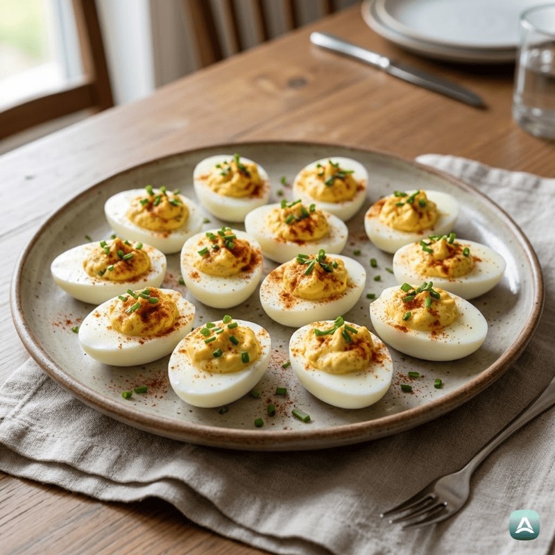 Gefüllte Eier mit griechischem Joghurt, Dijon-Senf und geräuchertem Paprika