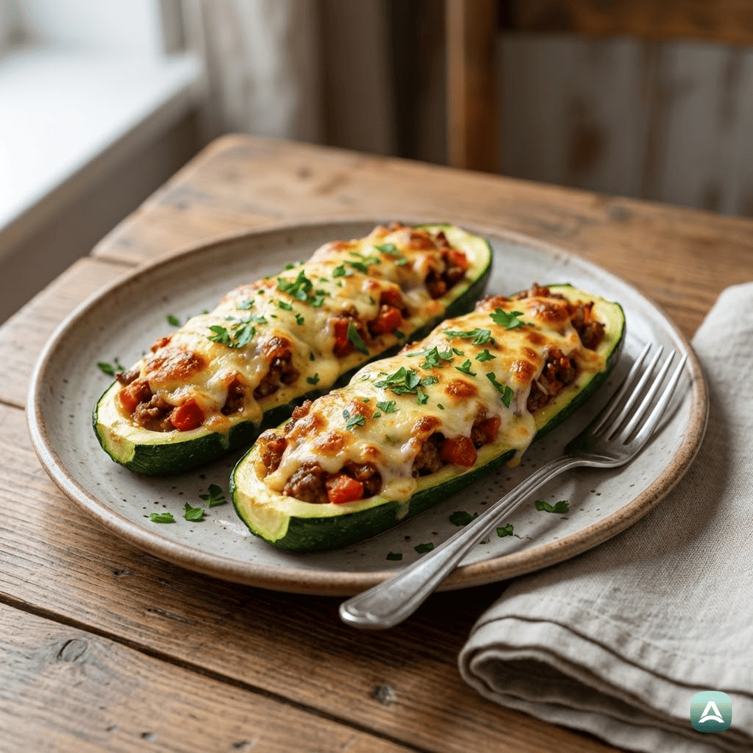 Polnjene bučke z mletim mesom in mozzarello