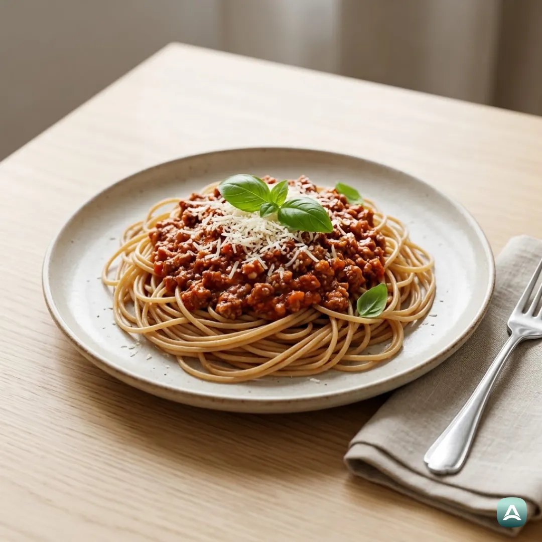 Echtes klassisches Bolognese mit Vollkorn-Spaghetti nach traditionellem Rezept