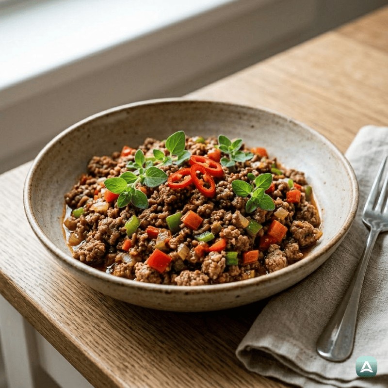 Reichhaltiges Low-Carb-Chili con Carne ohne Bohnen
