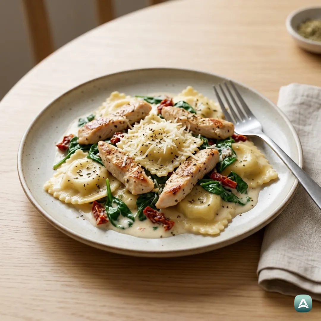 Ravioli mit Hähnchen und Spinat