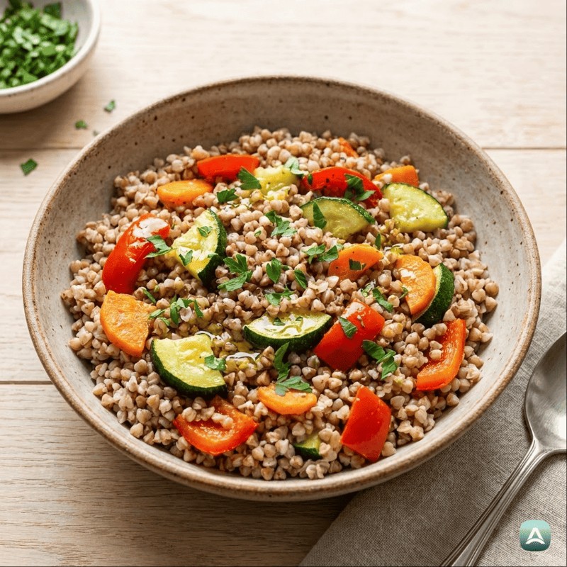 Ajdova kaša s hrustljavo zelenjavo