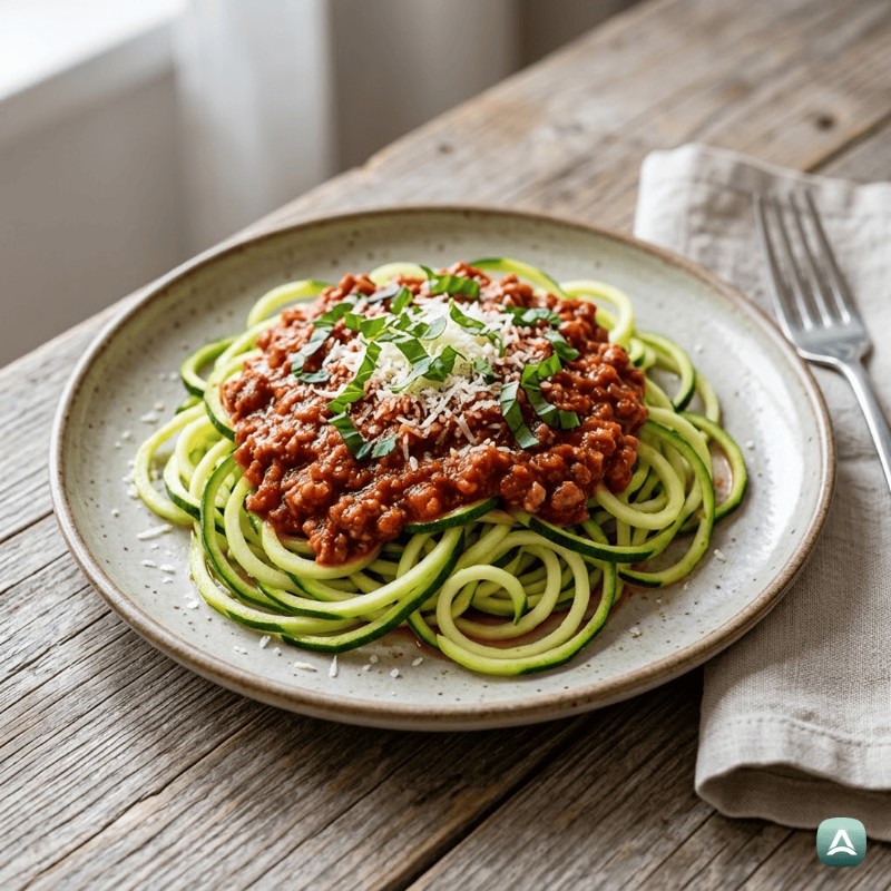 Saftige Zucchini-Nudeln mit Bolognese-Sauce