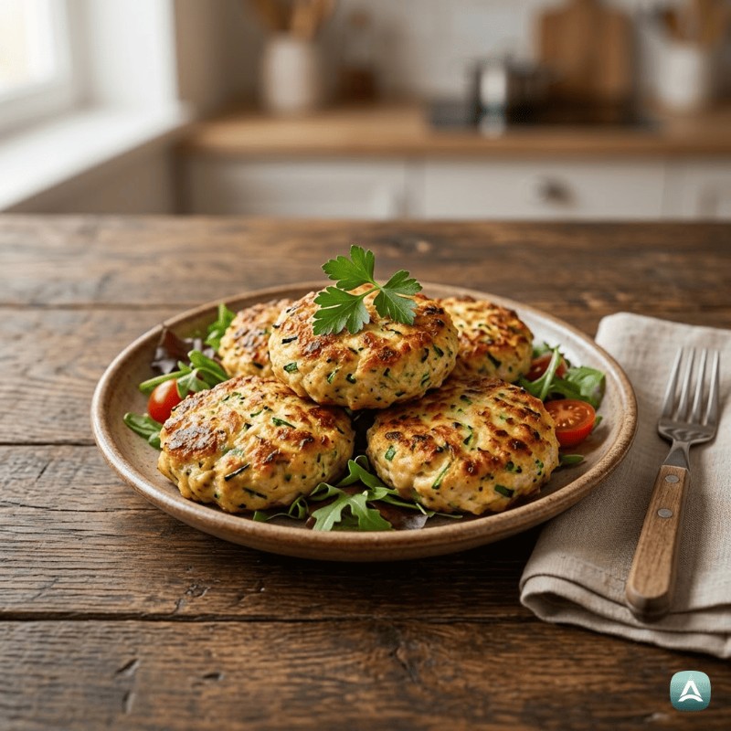 Saftige Hähnchen-Frikadellen mit Zucchini und Parmesan aus dem Ofen