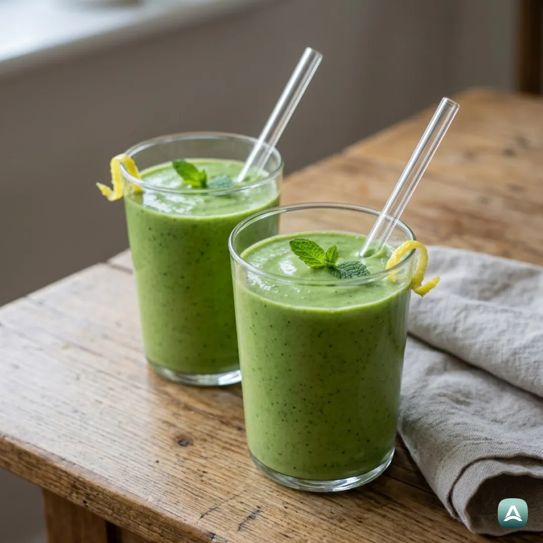 Smoothie mit Babyspinat, Avocado, Kefir und Banane