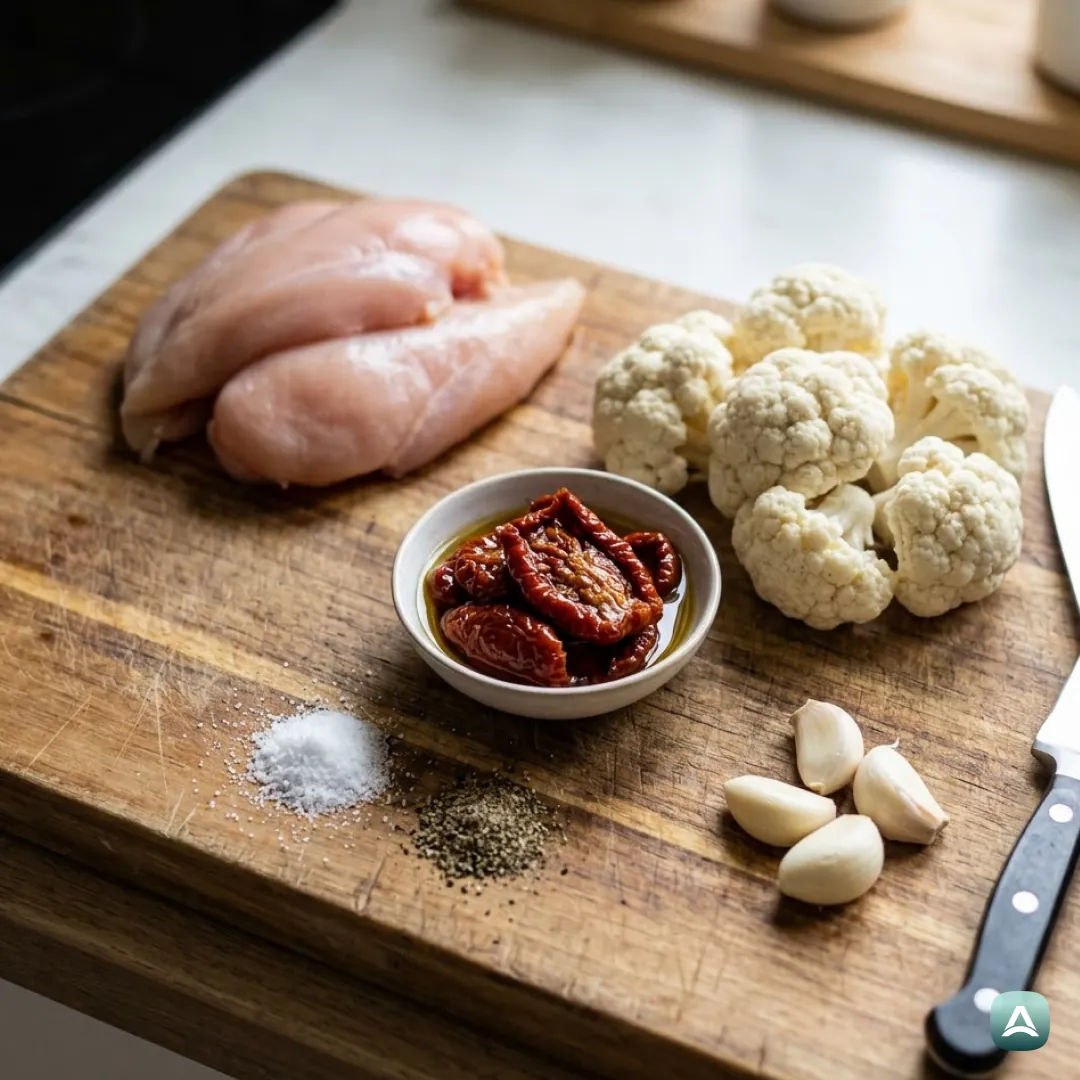 AT_Recipes_SaftigesHähnchenfiletInRahmsauceMitGetrocknetenTomatenUndBlumenkohlpüree_3