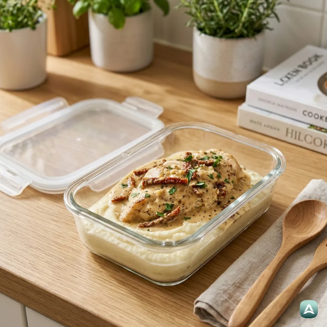 AT_Recipes_SaftigesHähnchenfiletInRahmsauceMitGetrocknetenTomatenUndBlumenkohlpüree_6