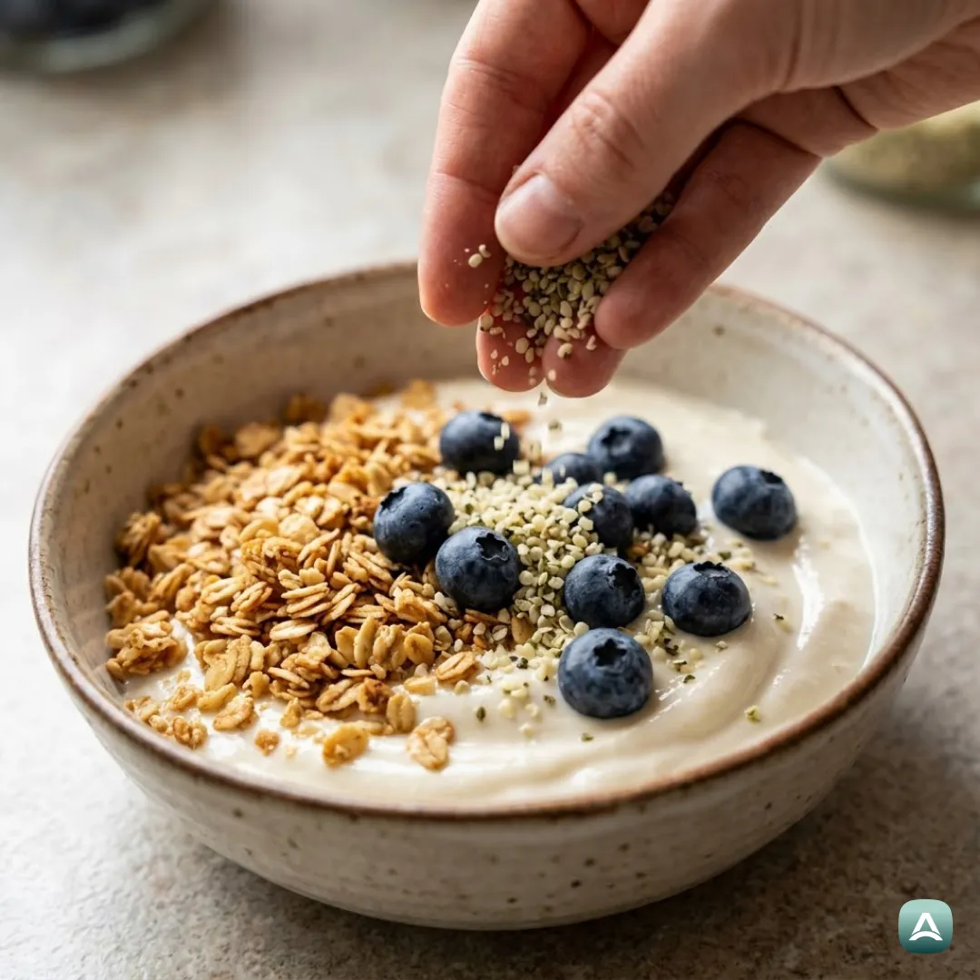 US_Recipes_SoyYogurtWithHempSeeds,HomemadeGranolaAndFreshBlueberries_5