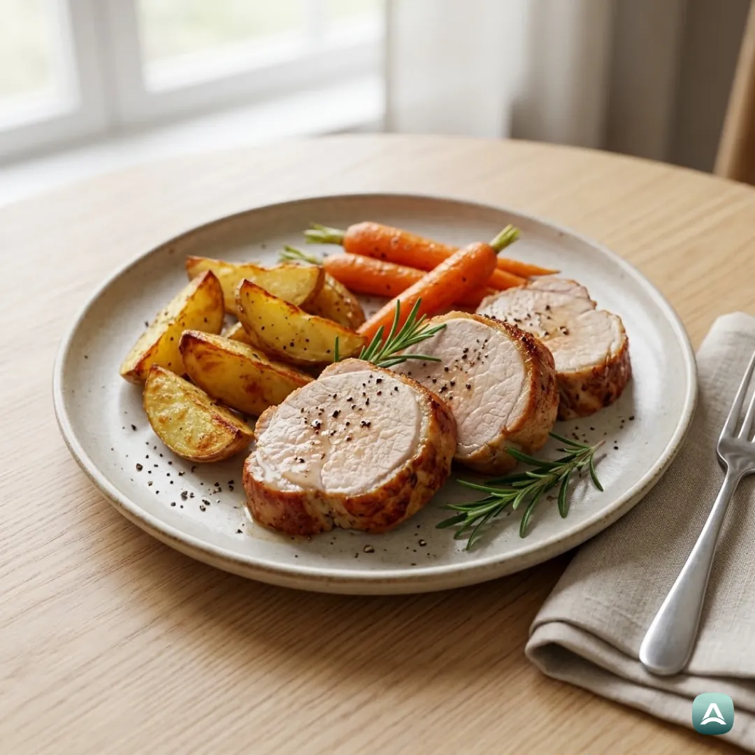 Schweinekotelett mit Ofenkartoffeln aus dem Backofen
