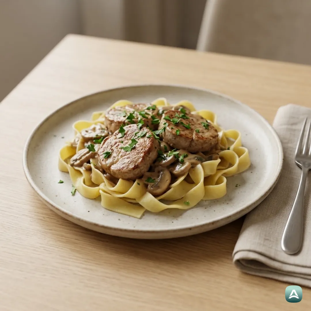 AT_Recipes_SchweinemedaillonsInPilzrahmsauceMitBreitenBandnudeln_1