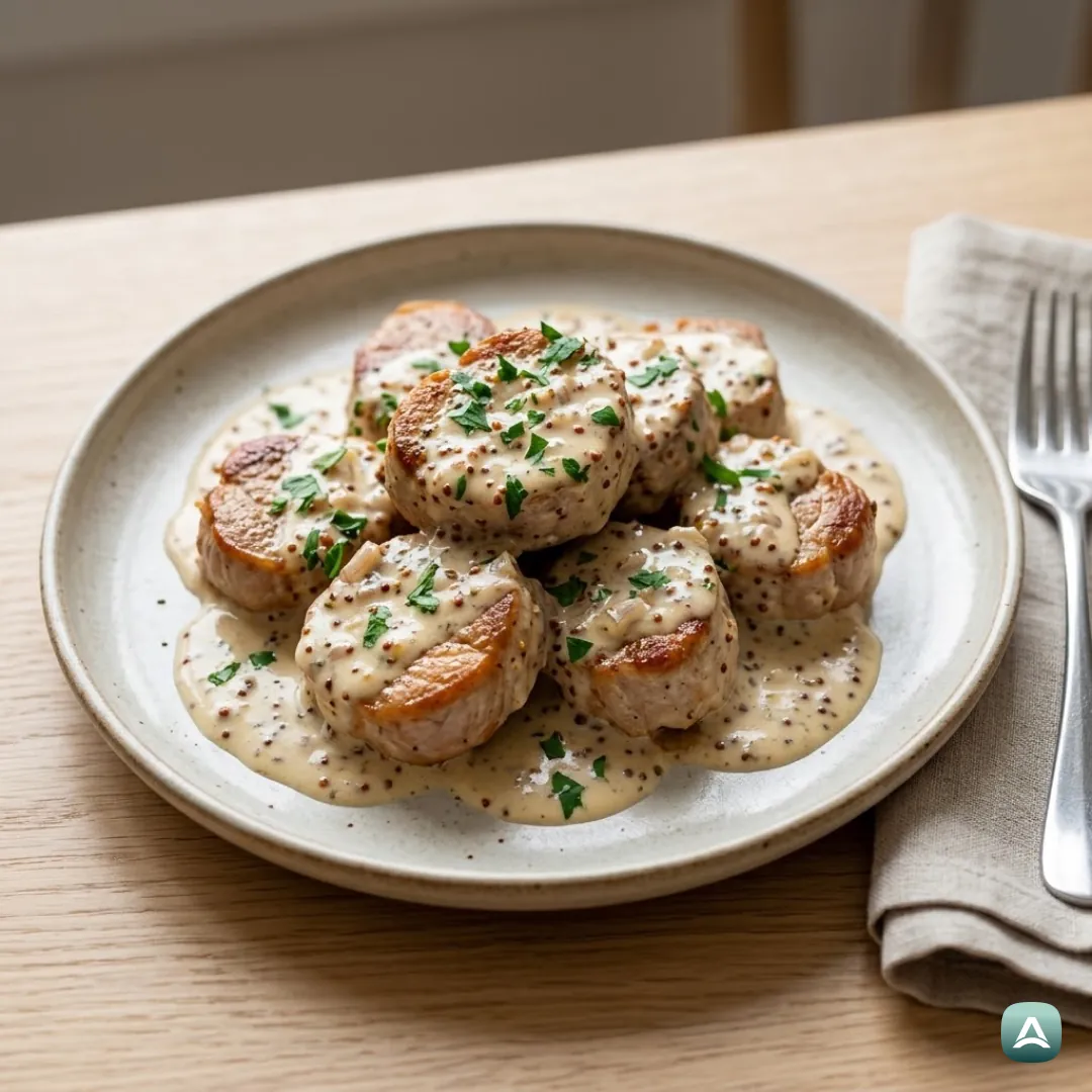 Schweinsmedaillons in Senfsauce