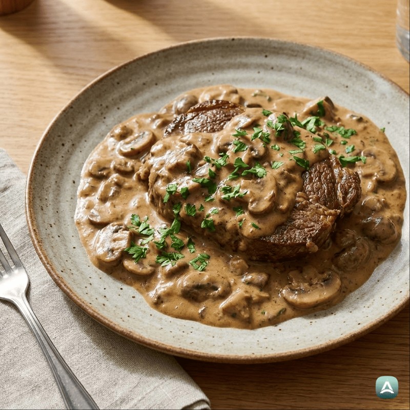 Rindersteaks in Pilzsauce