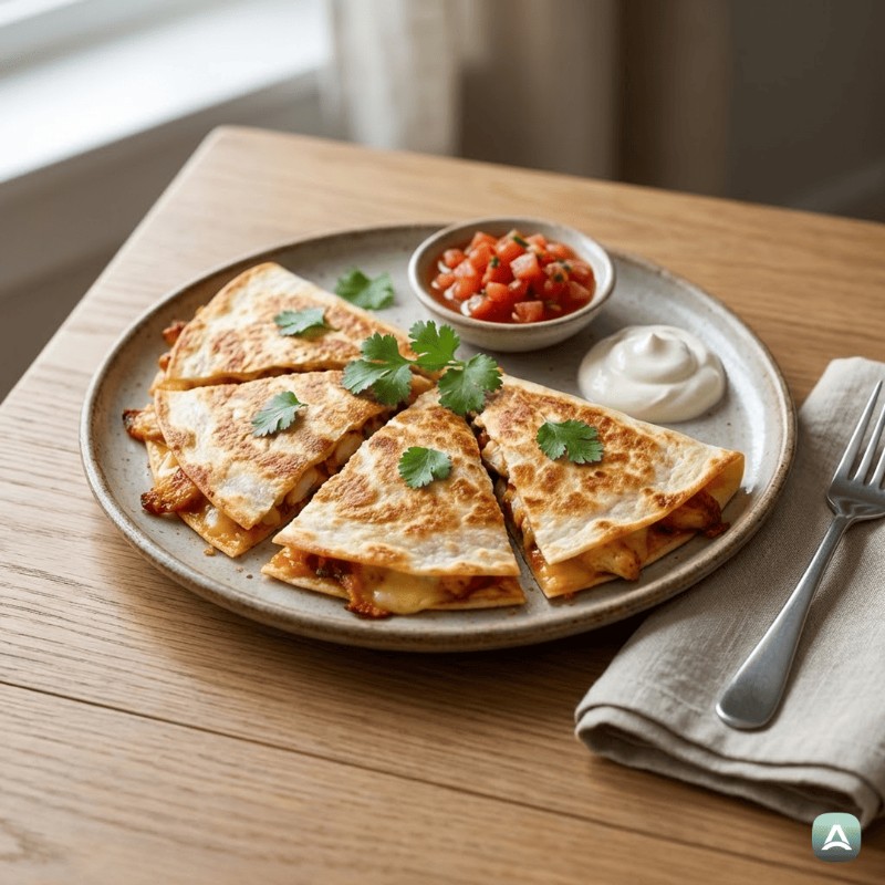 Hähnchen-Quesadilla mit hausgemachten Gewürzen und knuspriger Kruste