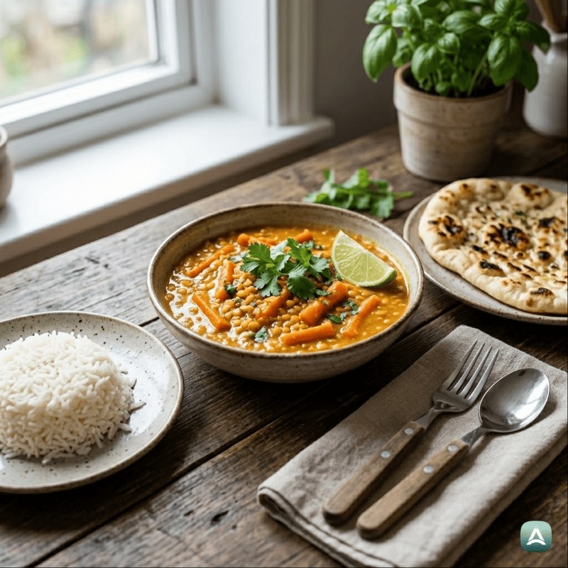 Karotten-Curry mit roten Linsen und Kokosmilch