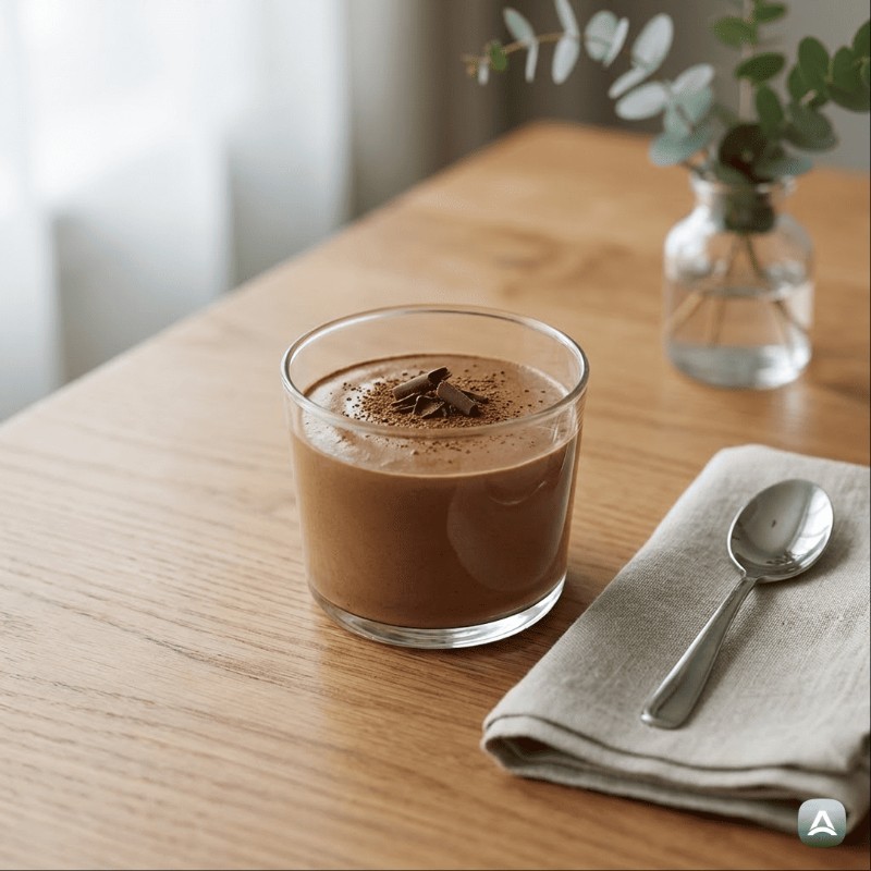 Lahkoten beljakovinski čokoladni mousse z beljaki in espresso kavo
