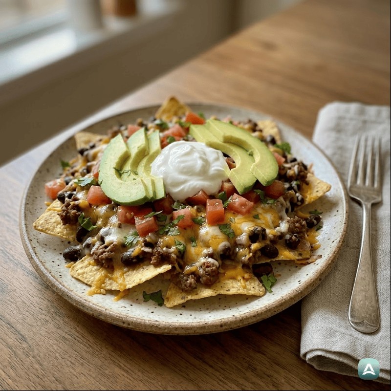 Hausgemachte Nachos mit Hackfleisch und frischer Salsa
